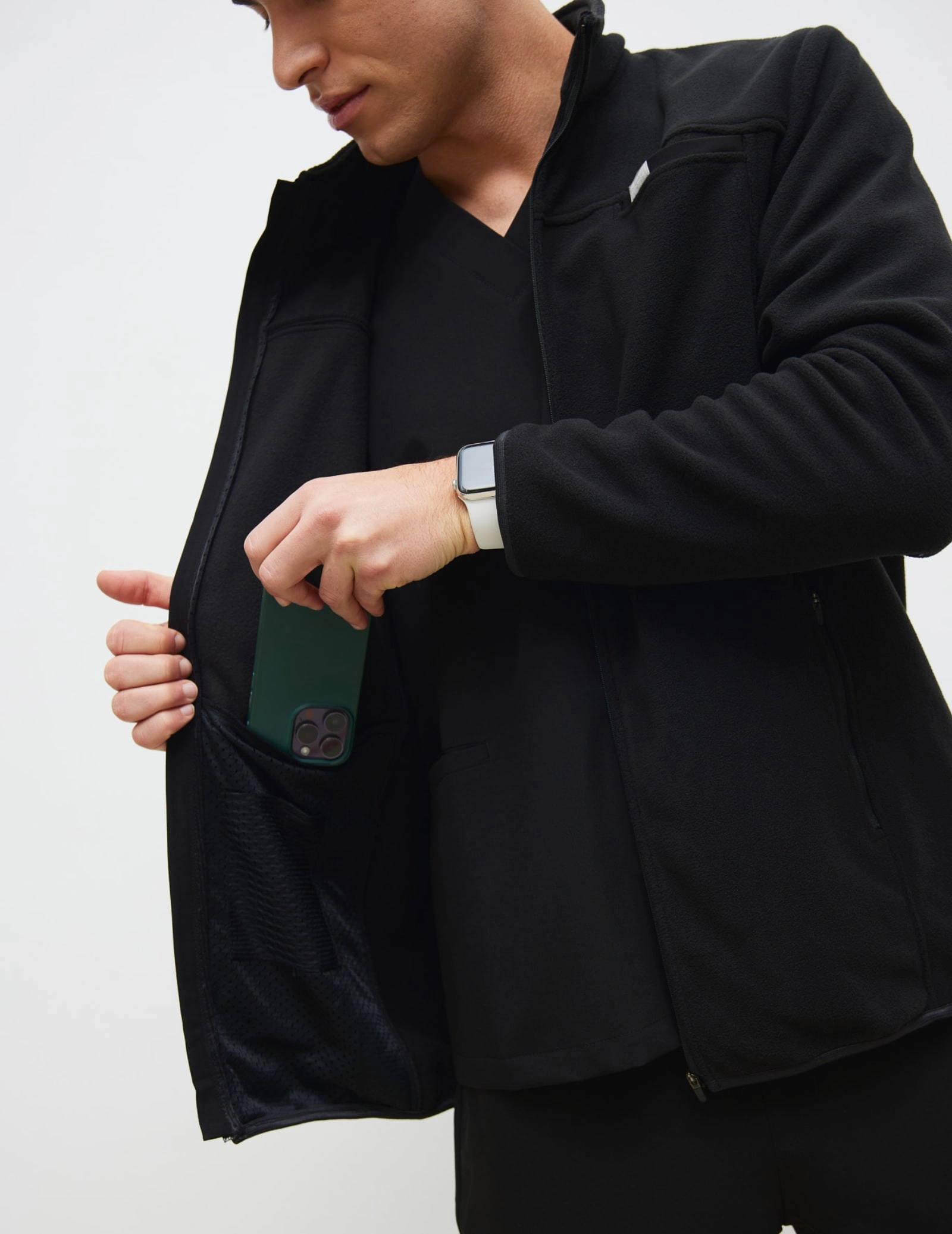 Férfi Polár Dzseki COZY HEAT - BLACK