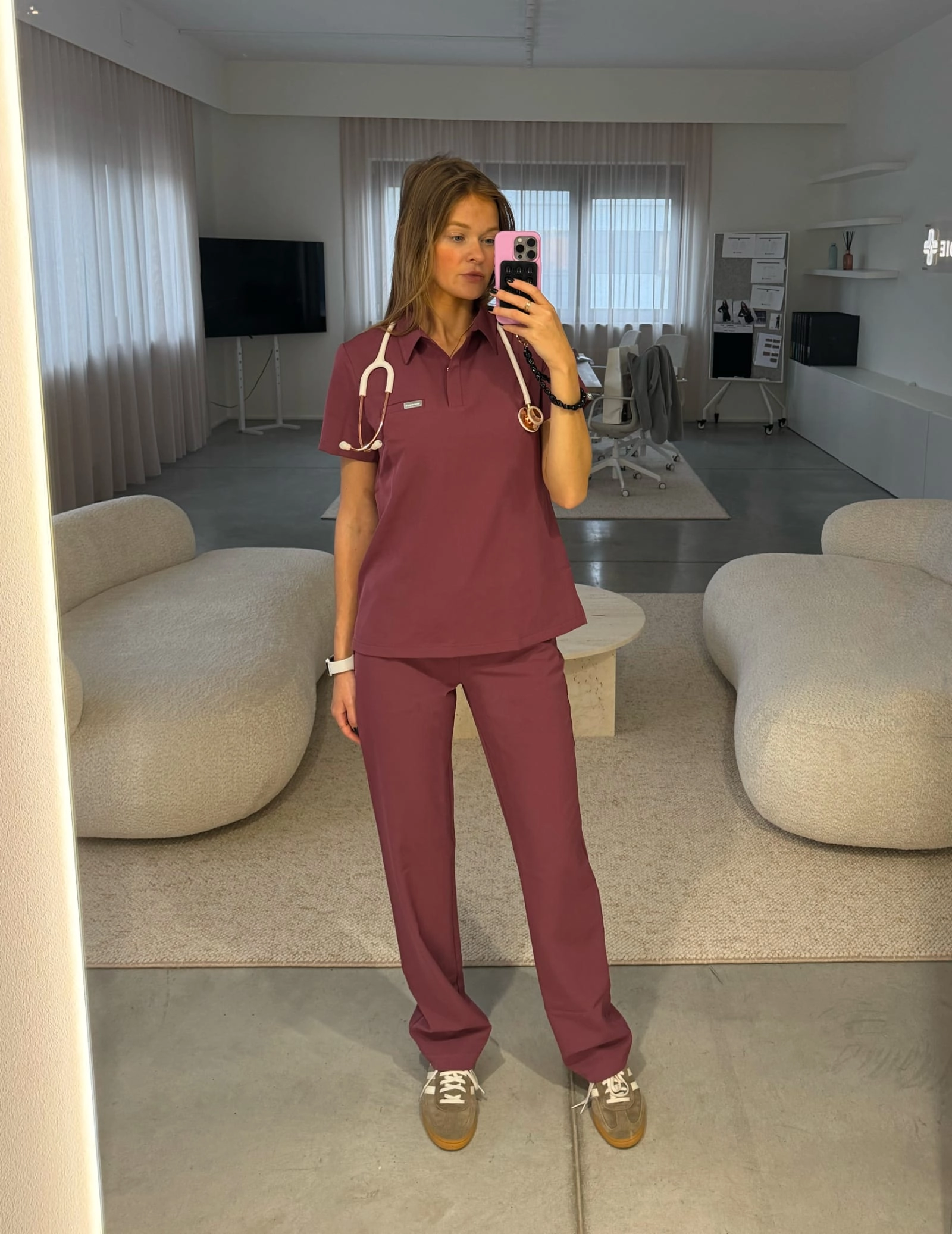 Női Orvosi Galléros Polo - MULLED WINE