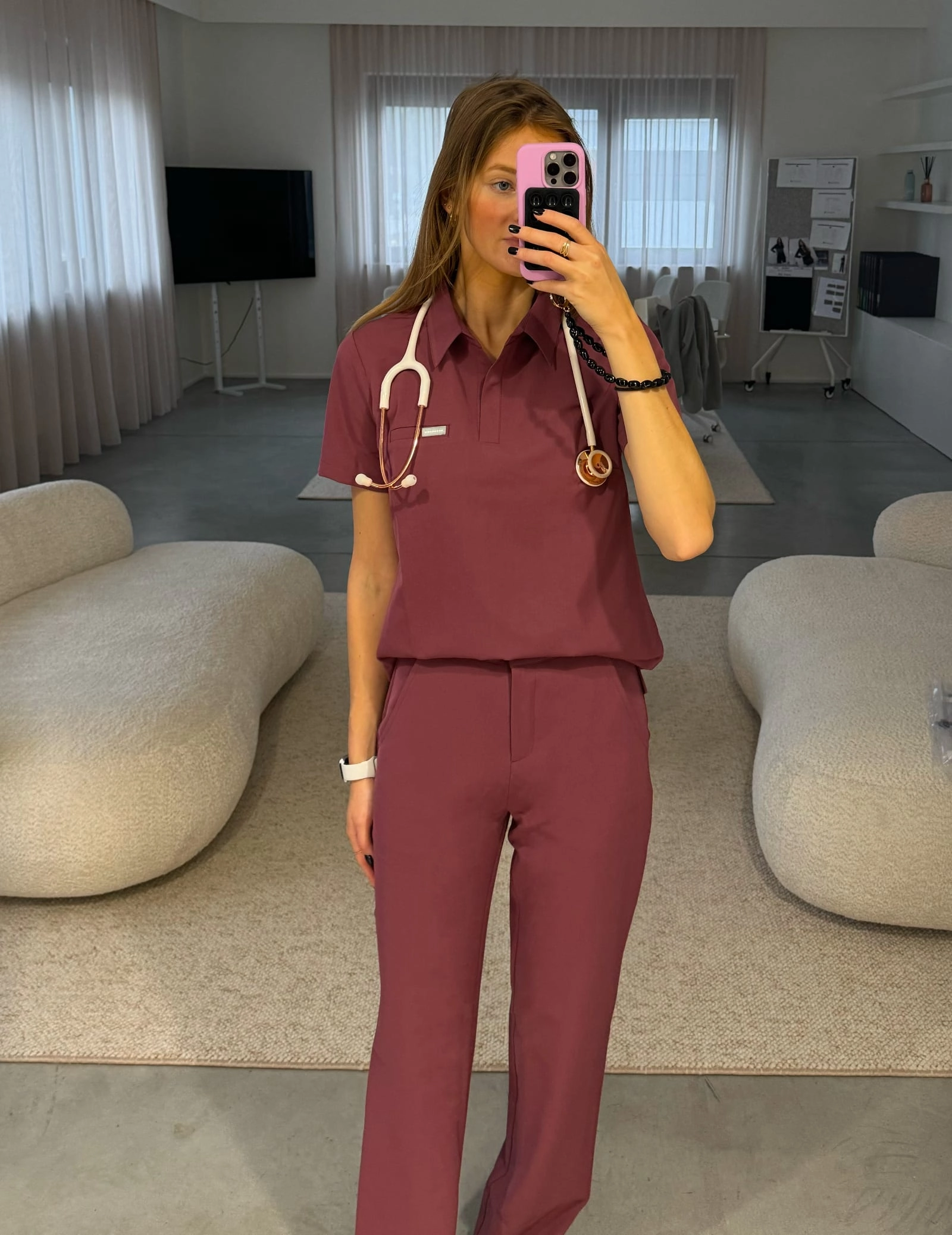 Női Orvosi Galléros Polo - MULLED WINE