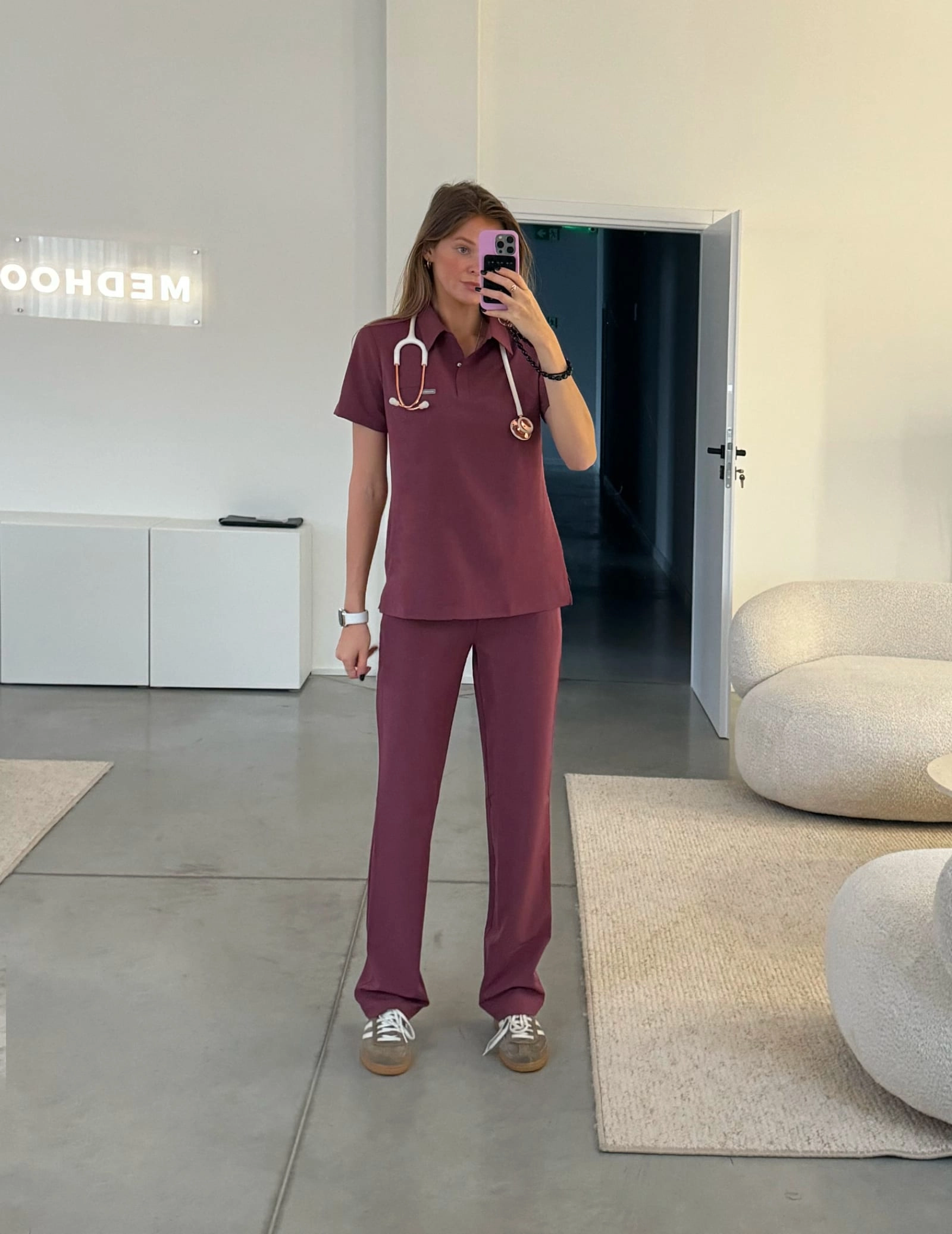 Női Orvosi Galléros Polo - MULLED WINE