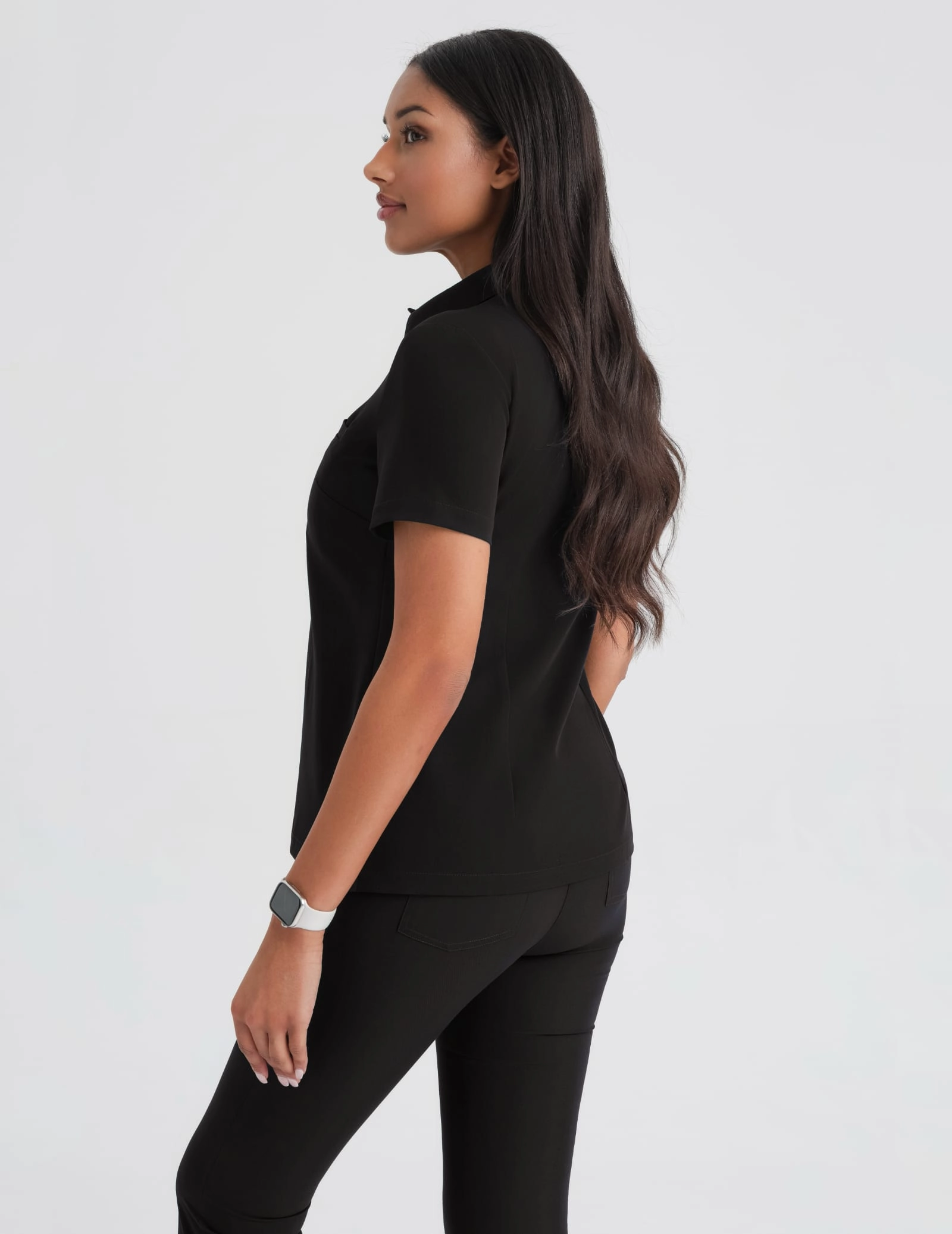 Női Orvosi Galléros Polo - BLACK