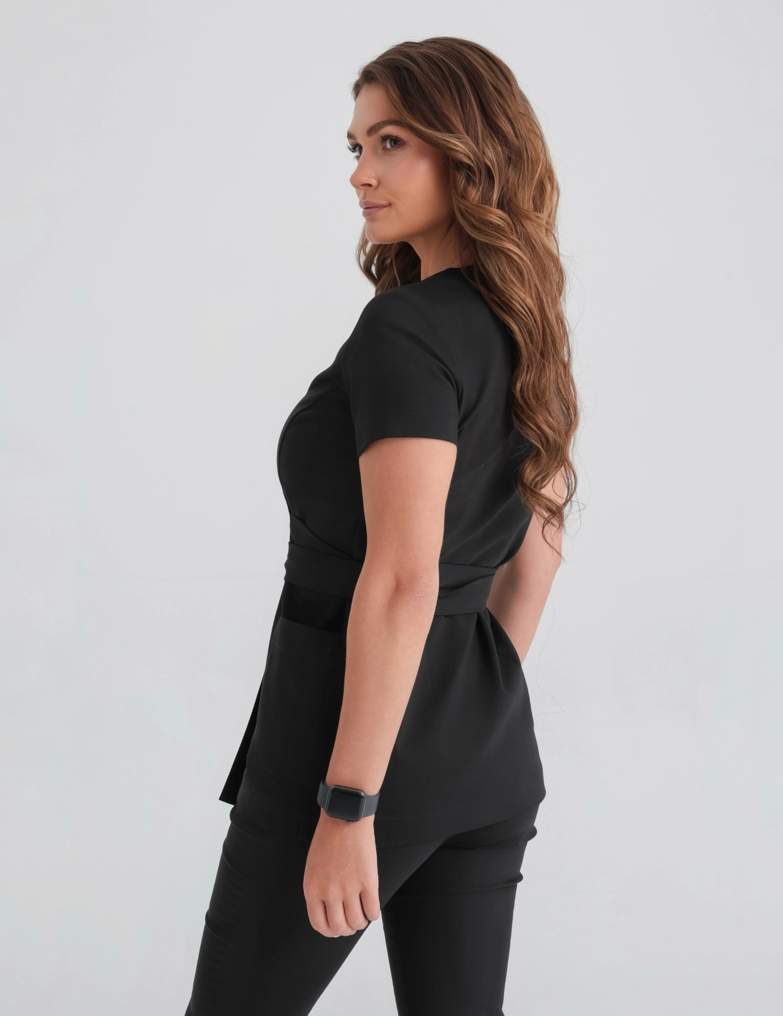 Női Orvosi Felső Kötős Auri - TRUE BLACK