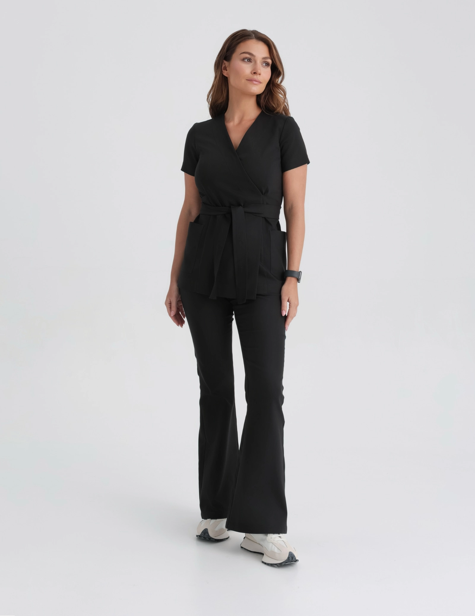 Női Orvosi Felső Kötős Auri - TRUE BLACK