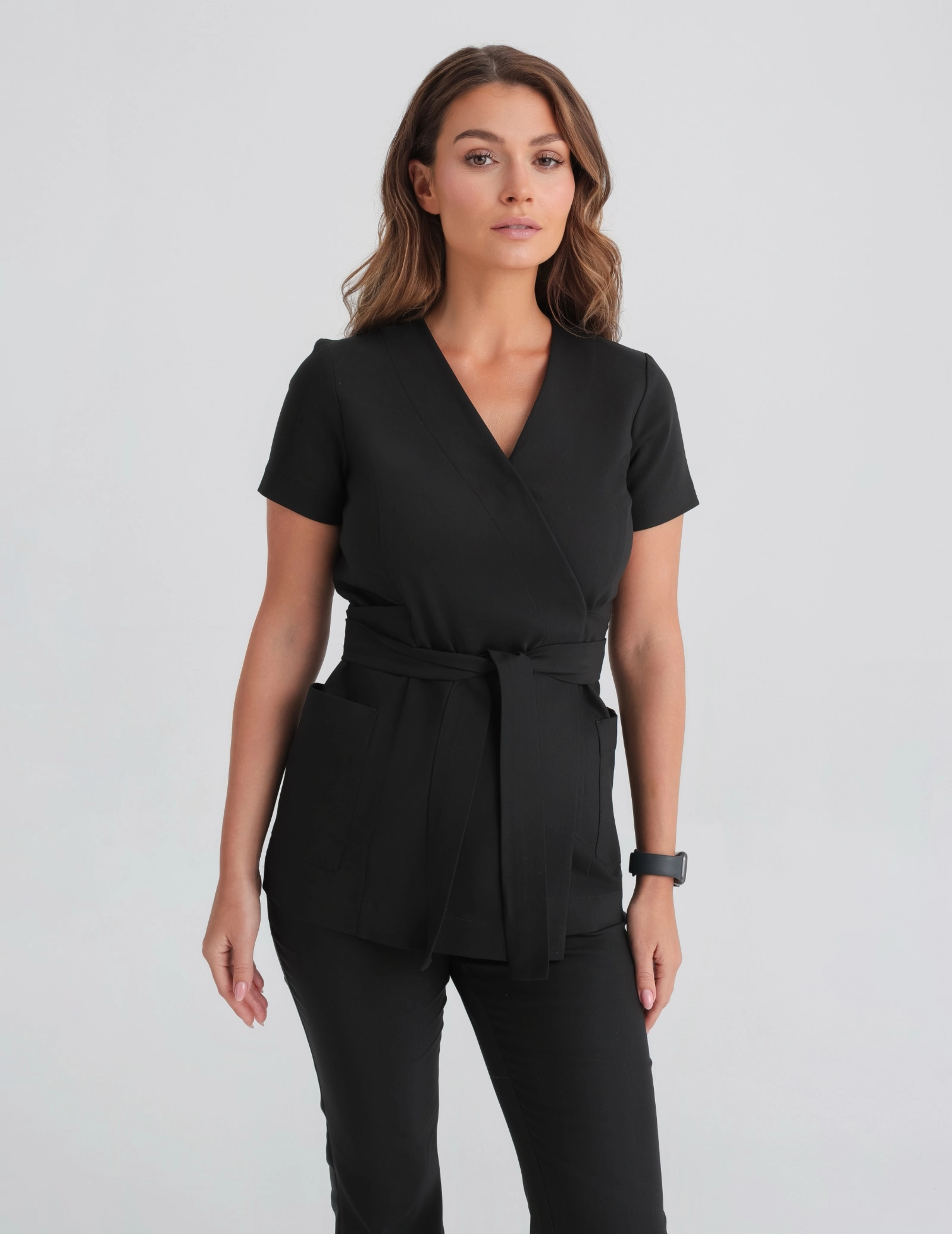 Női Orvosi Felső Kötős Auri - TRUE BLACK