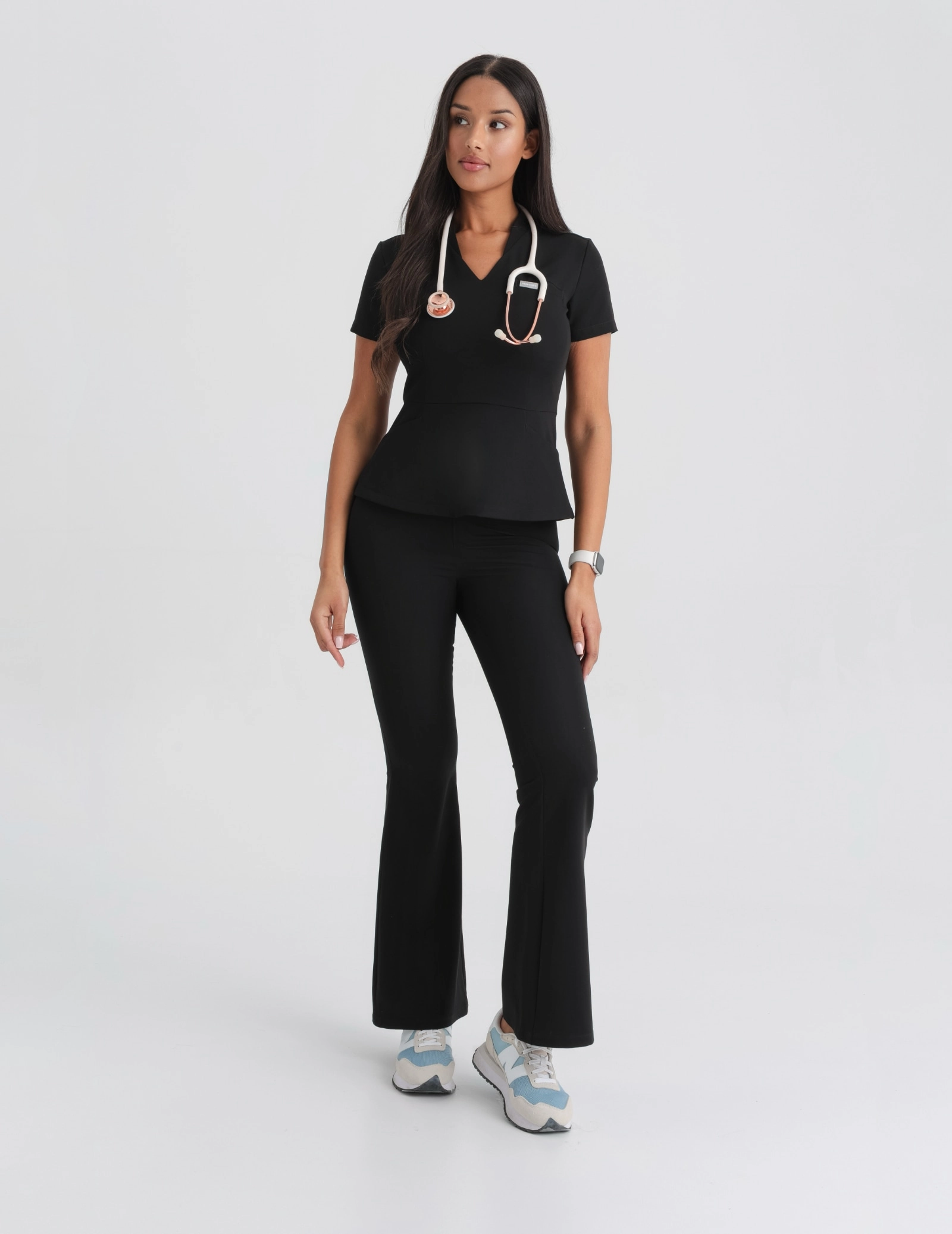 Női Orvosi Nadrág Flare - BLACK