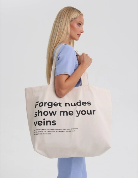 Táska Oversize Shopper - "Forget nudes show me your veins"