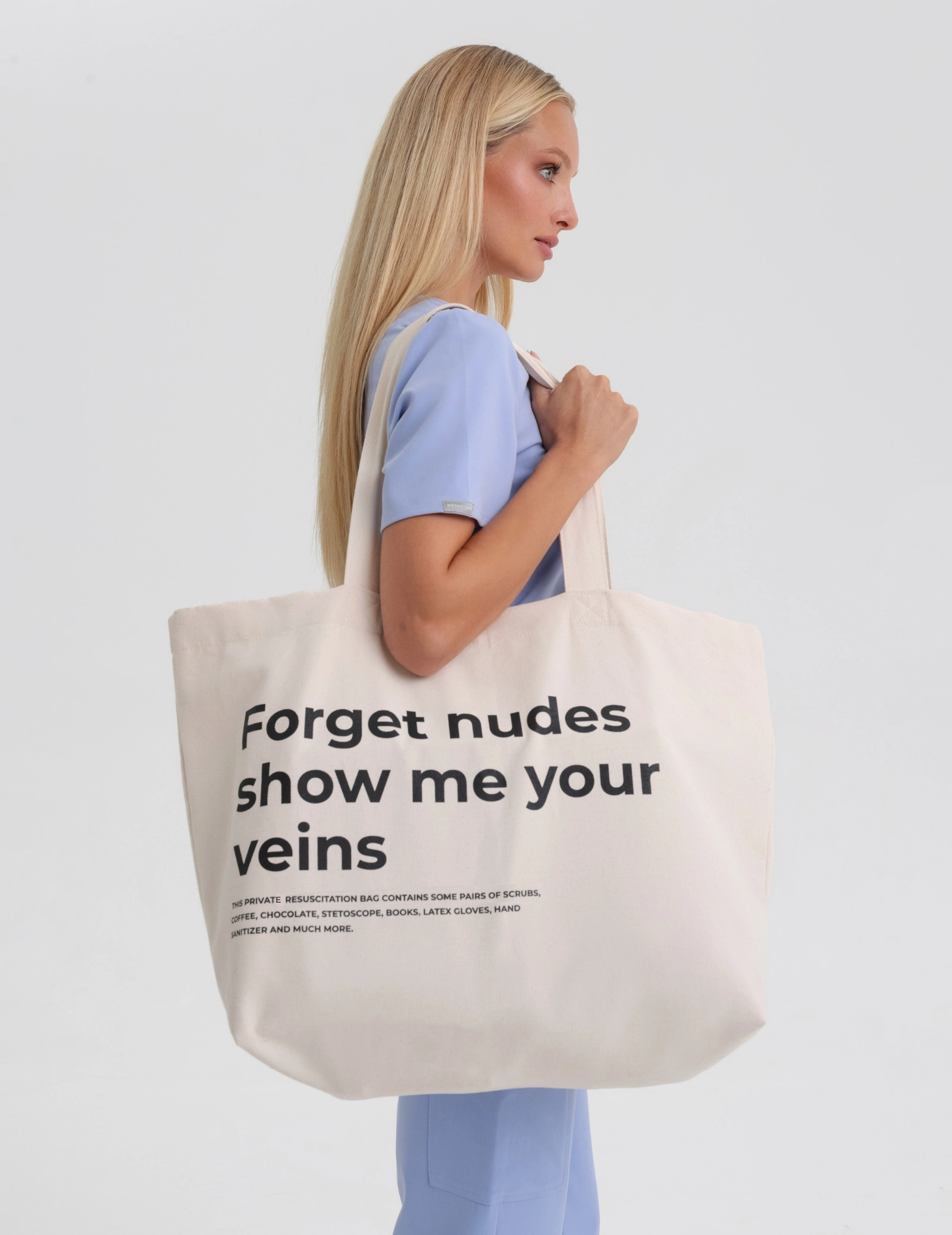Táska Oversize Shopper - "Forget nudes show me your veins"