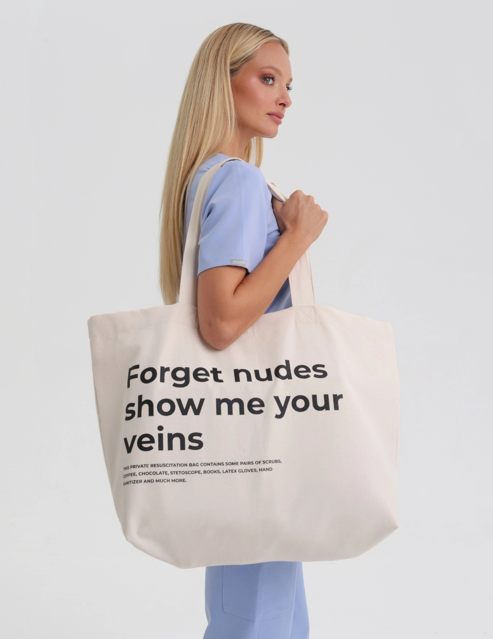 Táska Oversize Shopper - "Forget nudes show me your veins"