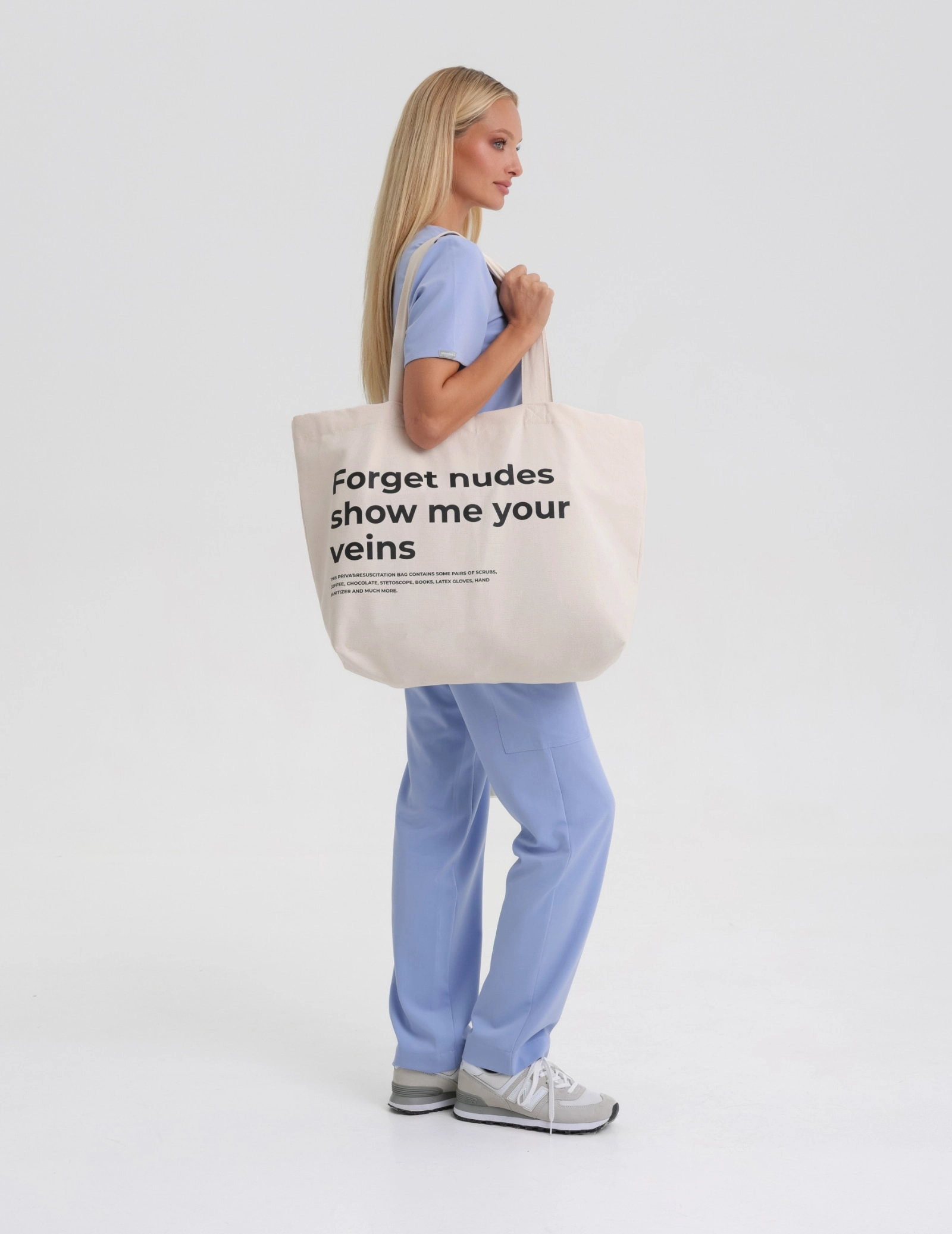 Táska Oversize Shopper - "Forget nudes show me your veins"