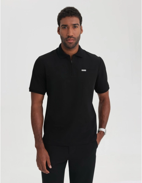 Férfi Orvosi Galléros Polo – BLACK