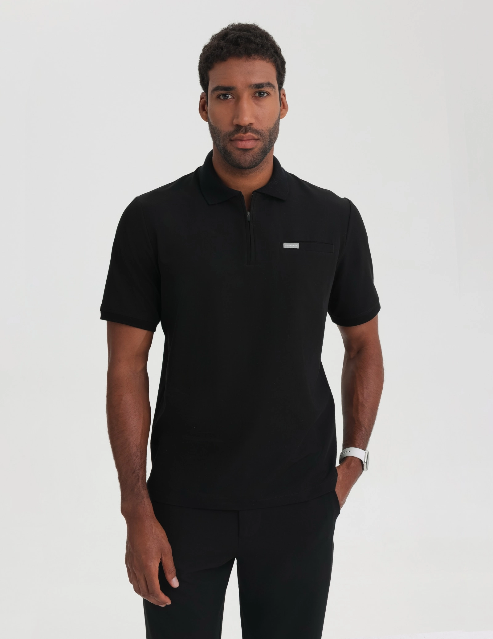 Férfi Orvosi Galléros Polo – BLACK
