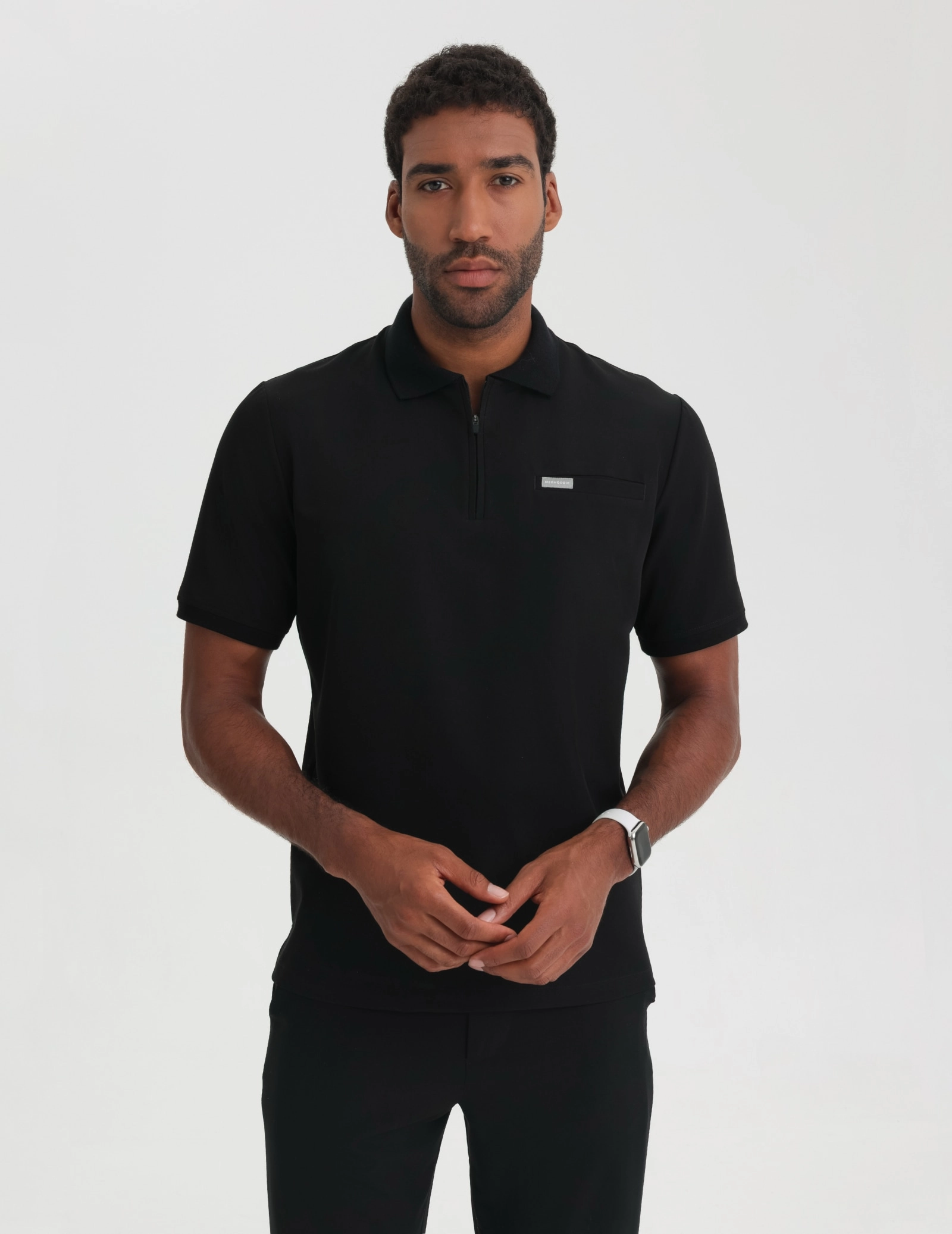 Férfi Orvosi Galléros Polo – BLACK