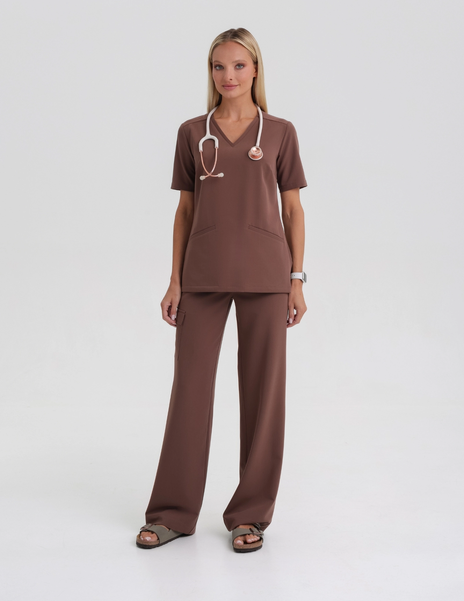 Női Orvosi Nadrág Yoga - MILKY BROWN