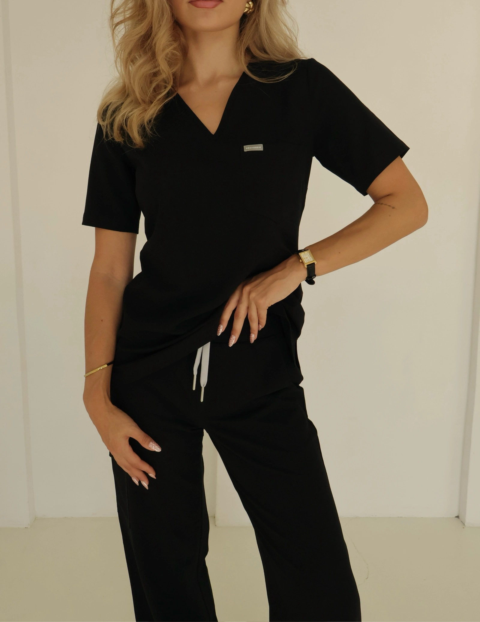 Női Orvosi Felső Raya One Pocket – BLACK