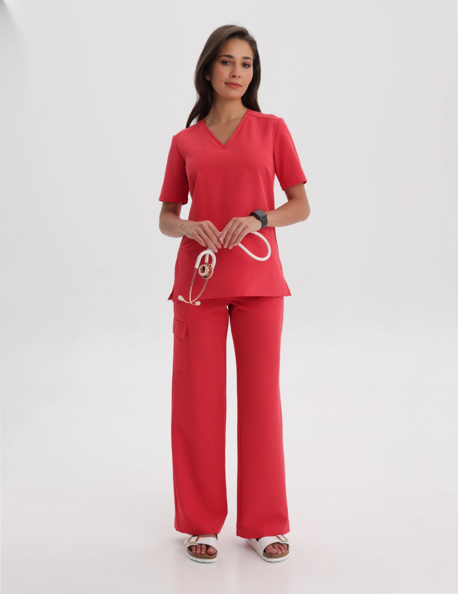 Női Orvosi Nadrág Yoga - POP RED