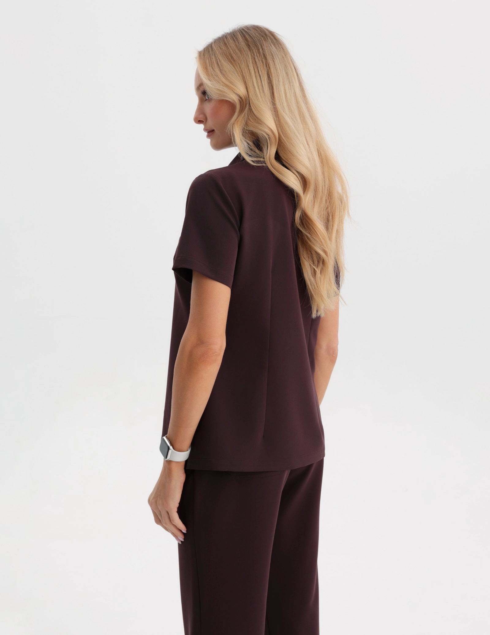 Női Orvosi Galléros Polo - DARK CHOCOLATE