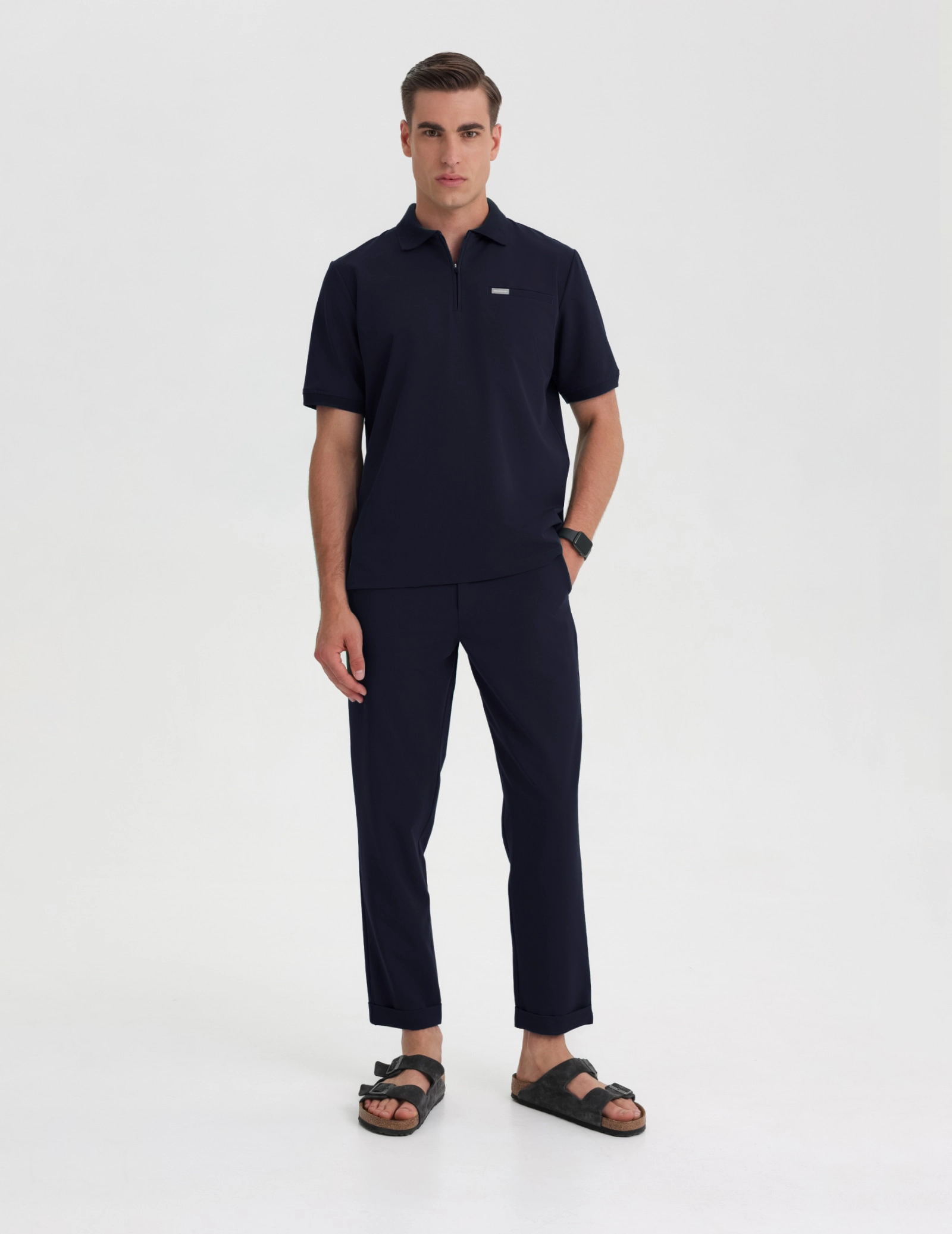 Férfi Orvosi Galléros Polo - DARK NAVY