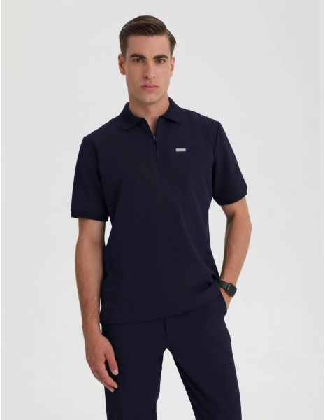 Férfi Orvosi Galléros Polo - DARK NAVY
