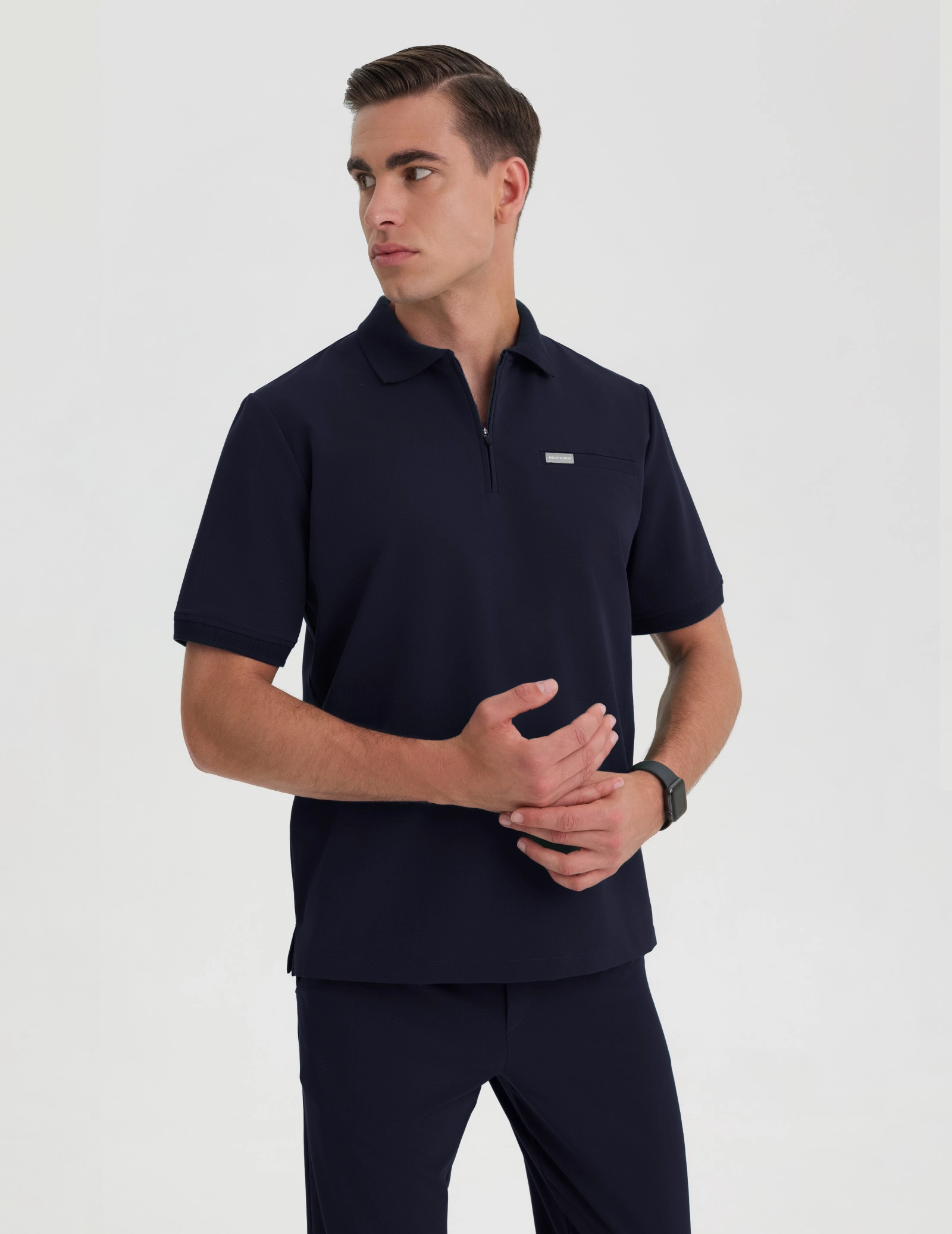 Férfi Orvosi Galléros Polo - DARK NAVY