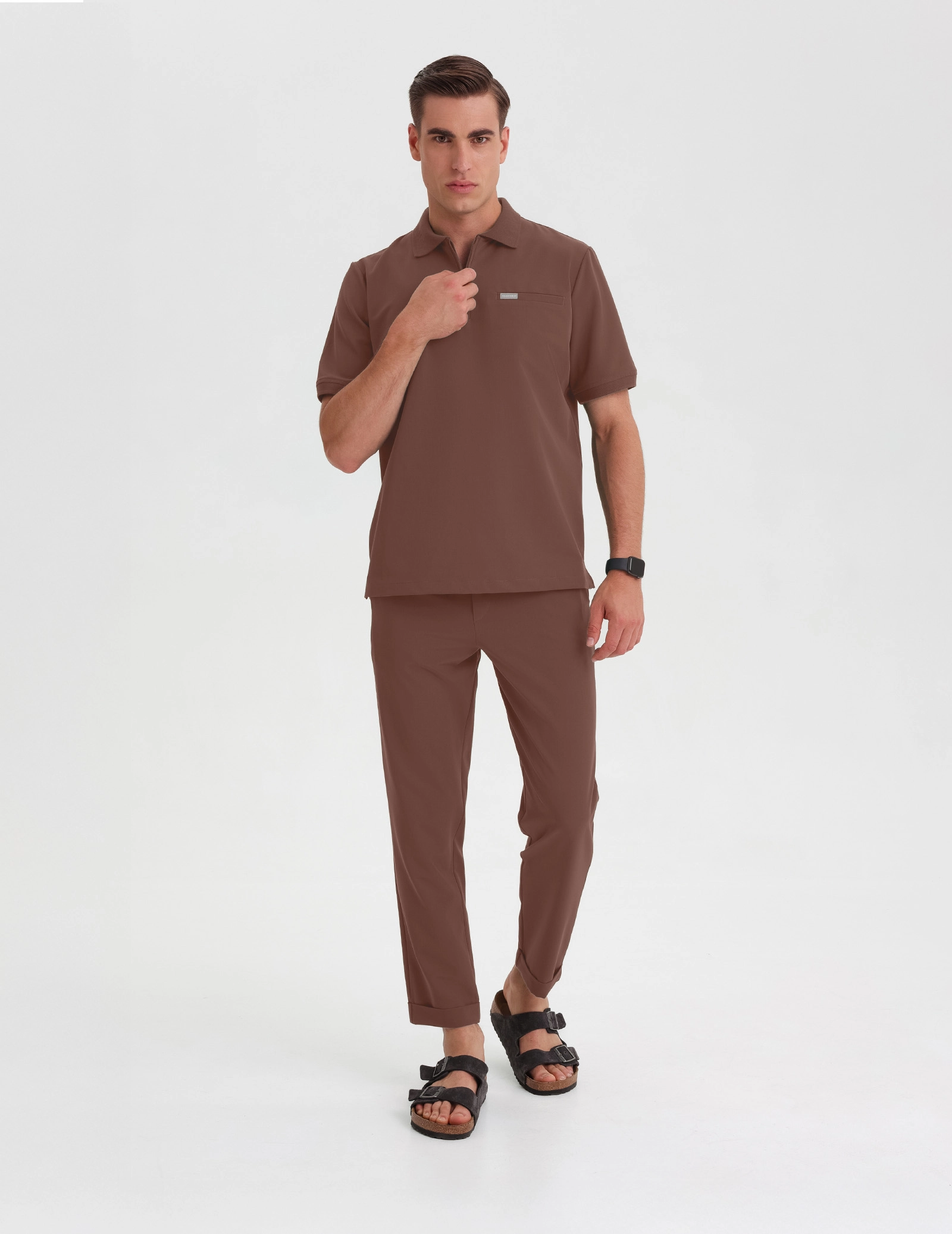 Férfi Orvosi Galléros Polo - MILKY BROWN