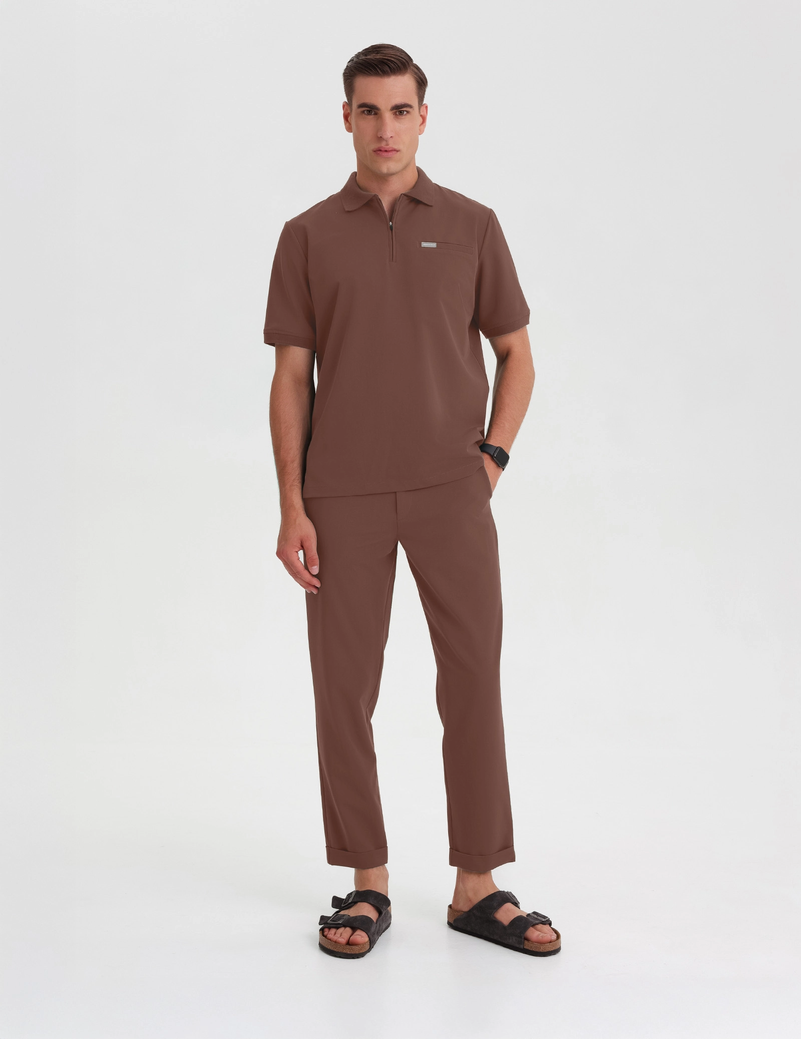 Férfi Orvosi Galléros Polo - MILKY BROWN