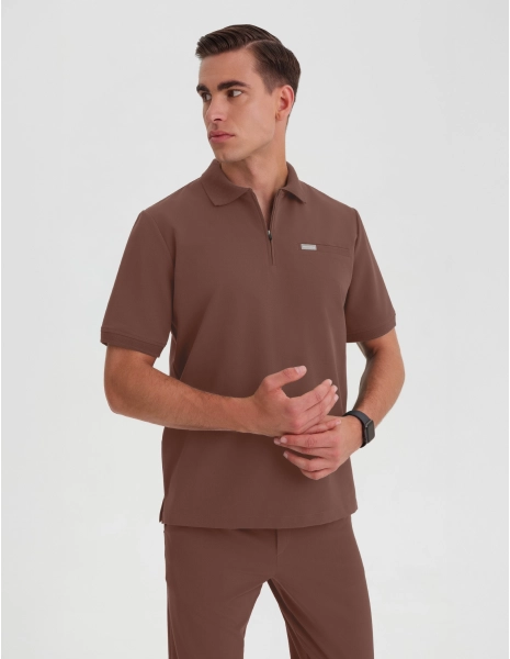 Férfi Orvosi Galléros Polo - MILKY BROWN