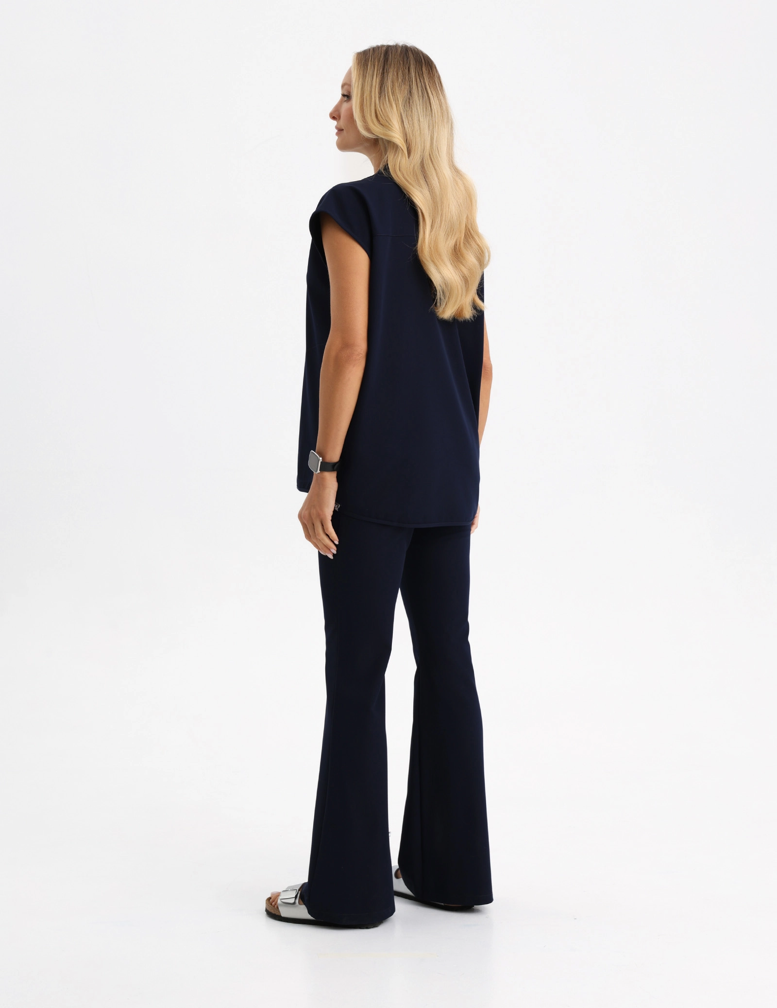 Női Orvosi Nadrág Flare - DARK NAVY