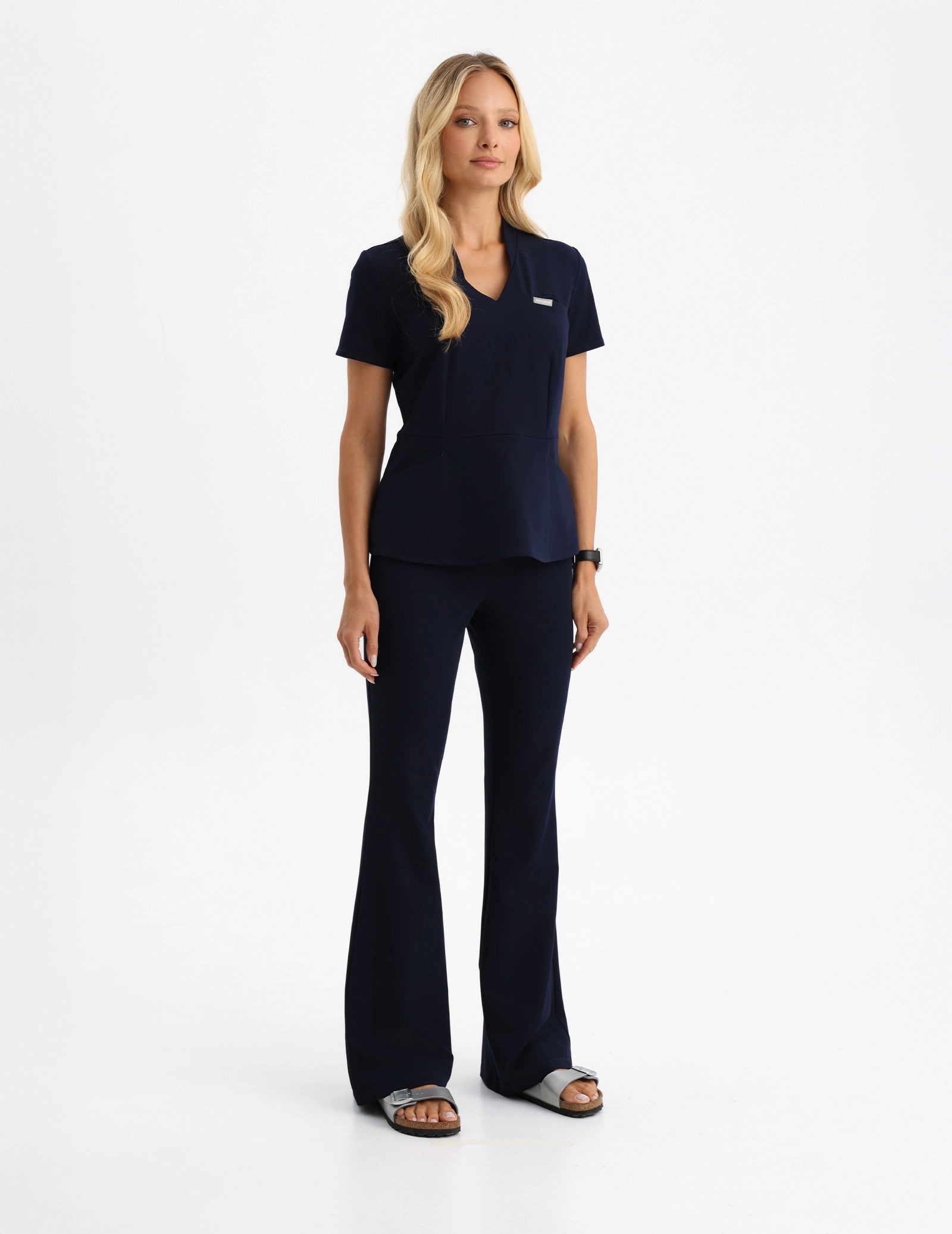 Női Orvosi Nadrág Flare - DARK NAVY