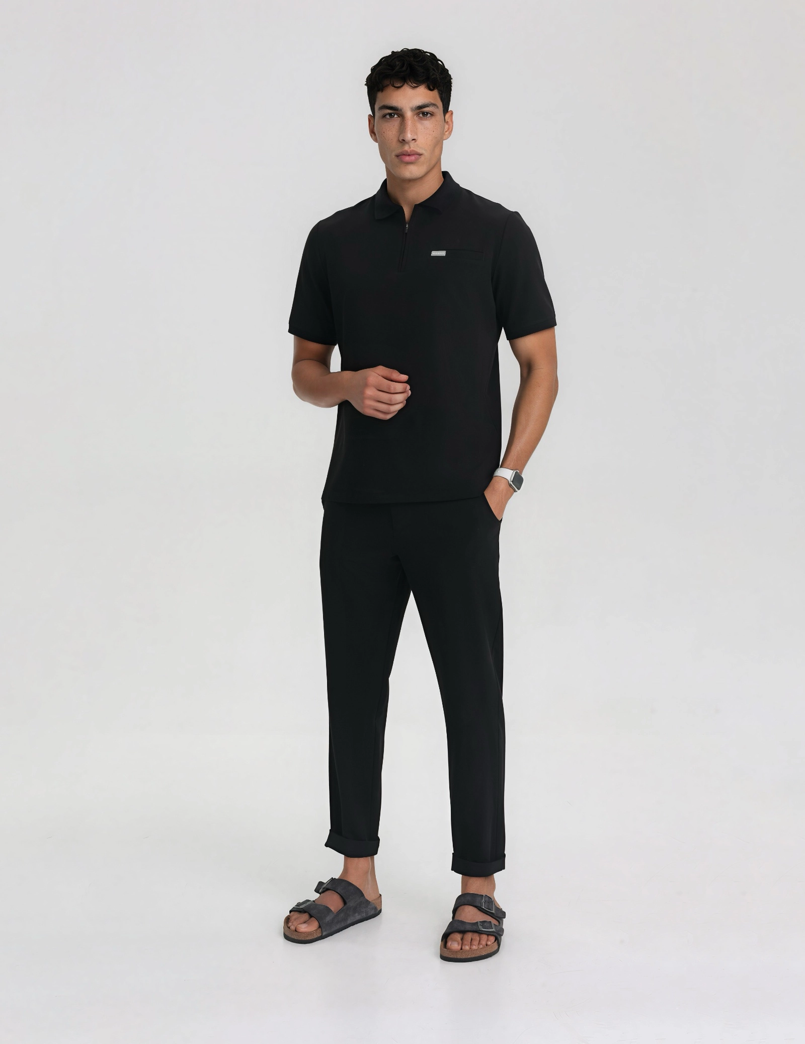 Férfi Orvosi Galléros Polo – BLACK