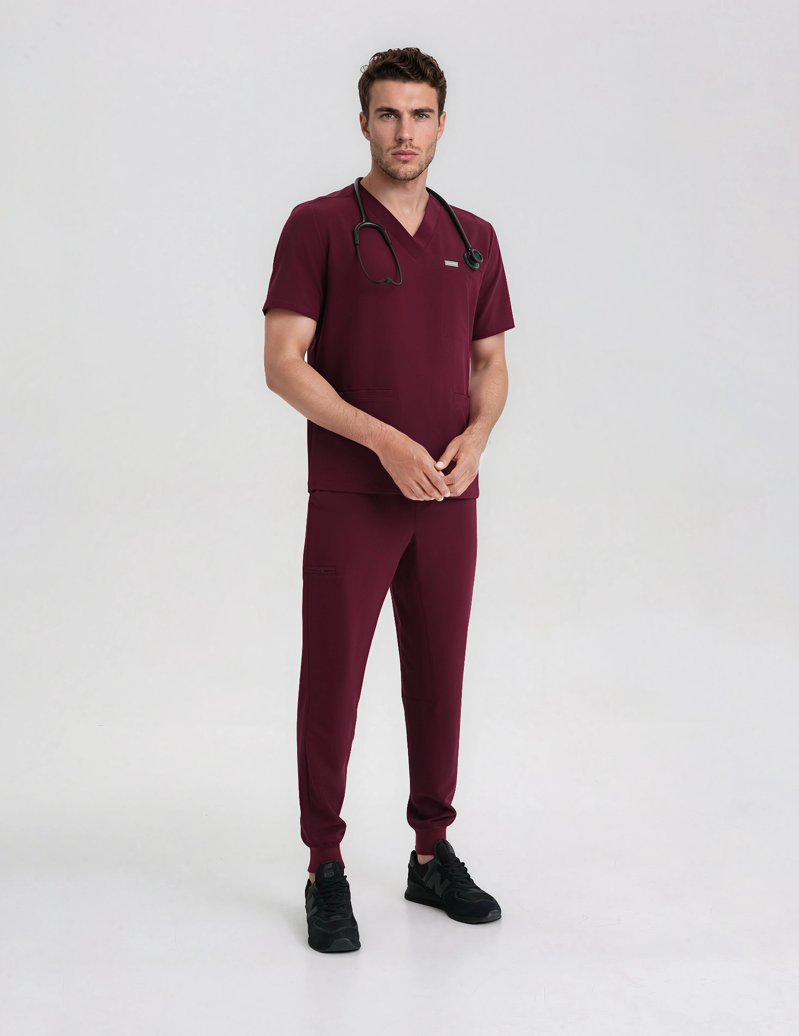 Férfi Orvosi Nadrág Jogger - BURGUNDY