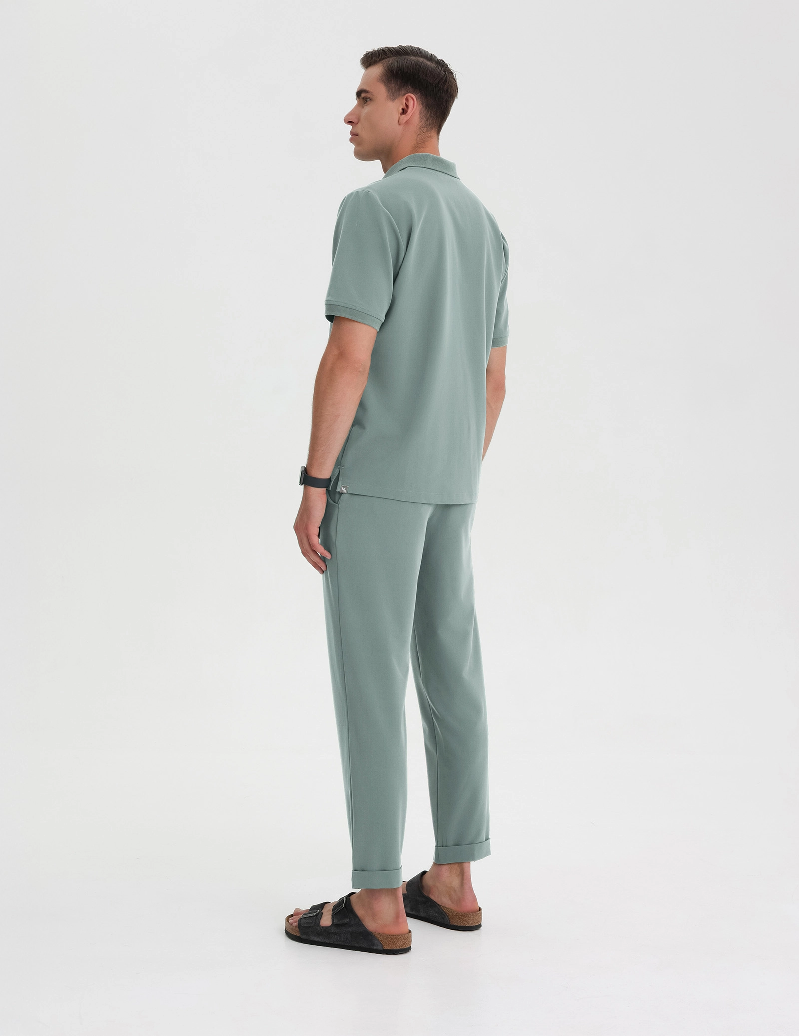 Férfi Orvosi Galléros Polo - DUSTY GREEN