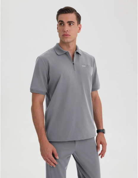 Férfi Orvosi Galléros Polo - SHARK GRAY