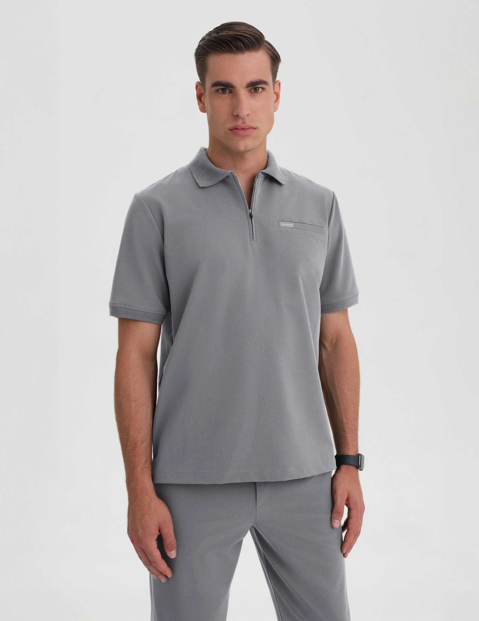 Férfi Orvosi Galléros Polo - SHARK GRAY