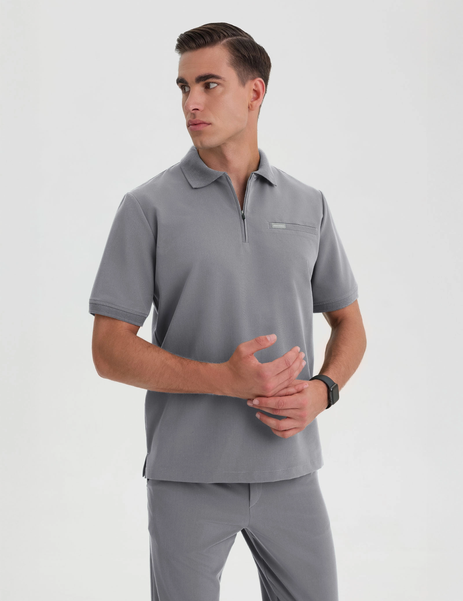 Férfi Orvosi Galléros Polo - SHARK GRAY