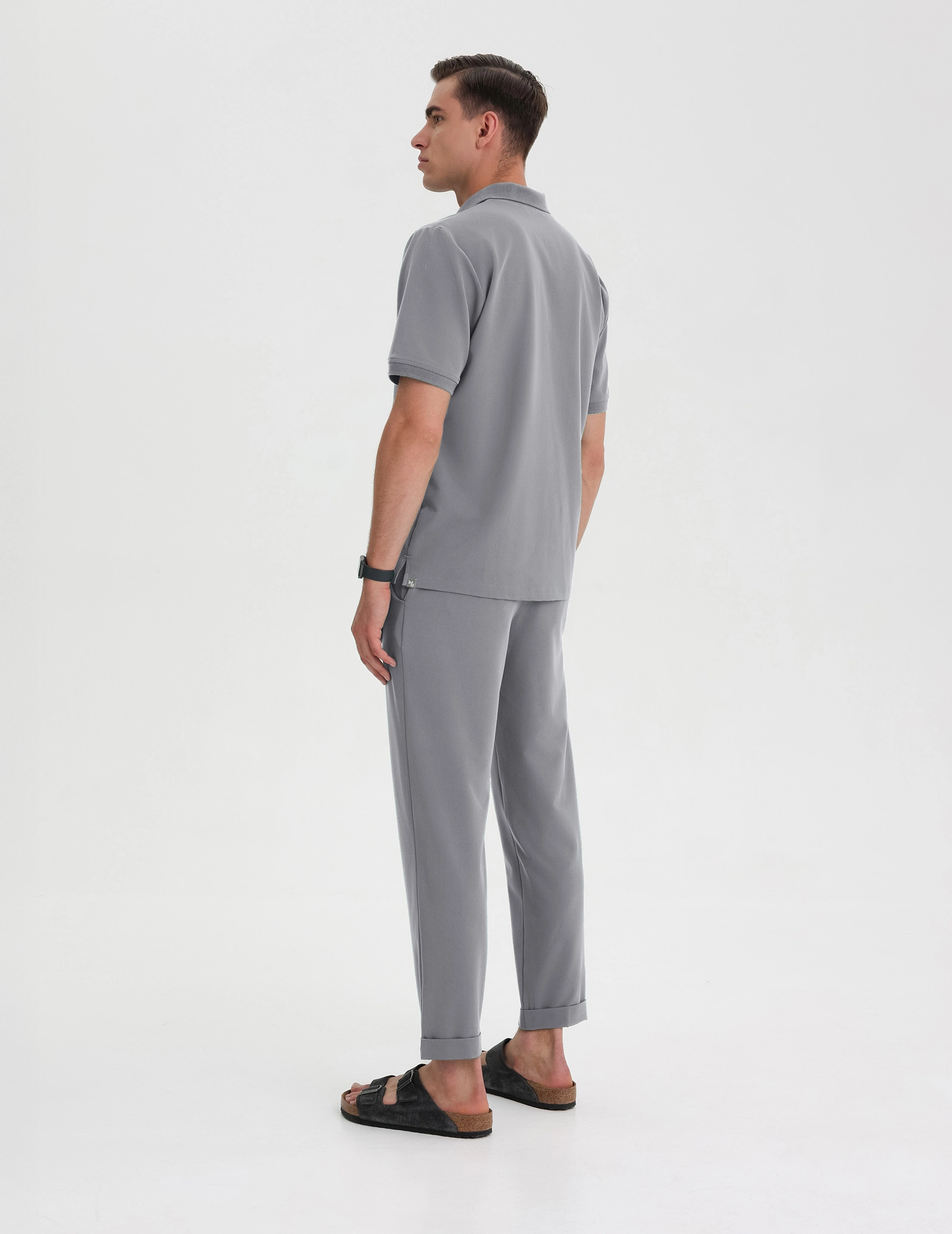 Férfi Orvosi Galléros Polo - SHARK GRAY