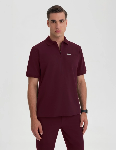 Férfi Orvosi Galléros Polo - BURGUNDY