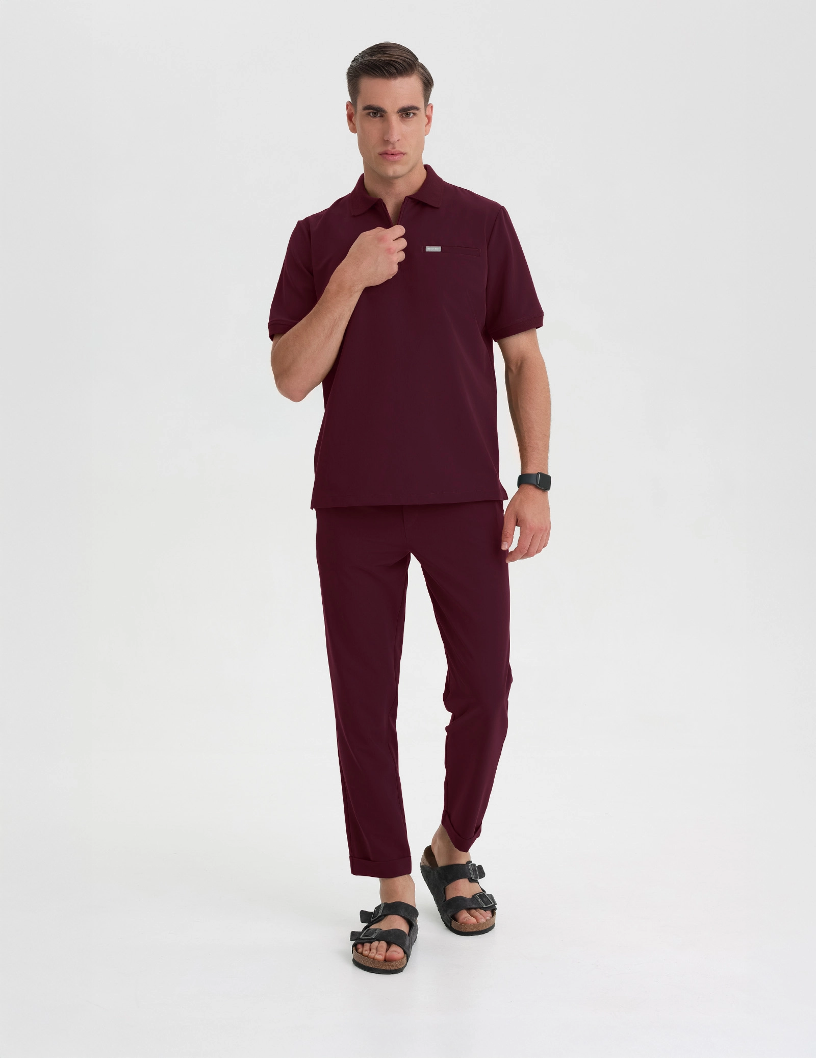 Férfi Orvosi Galléros Polo - BURGUNDY