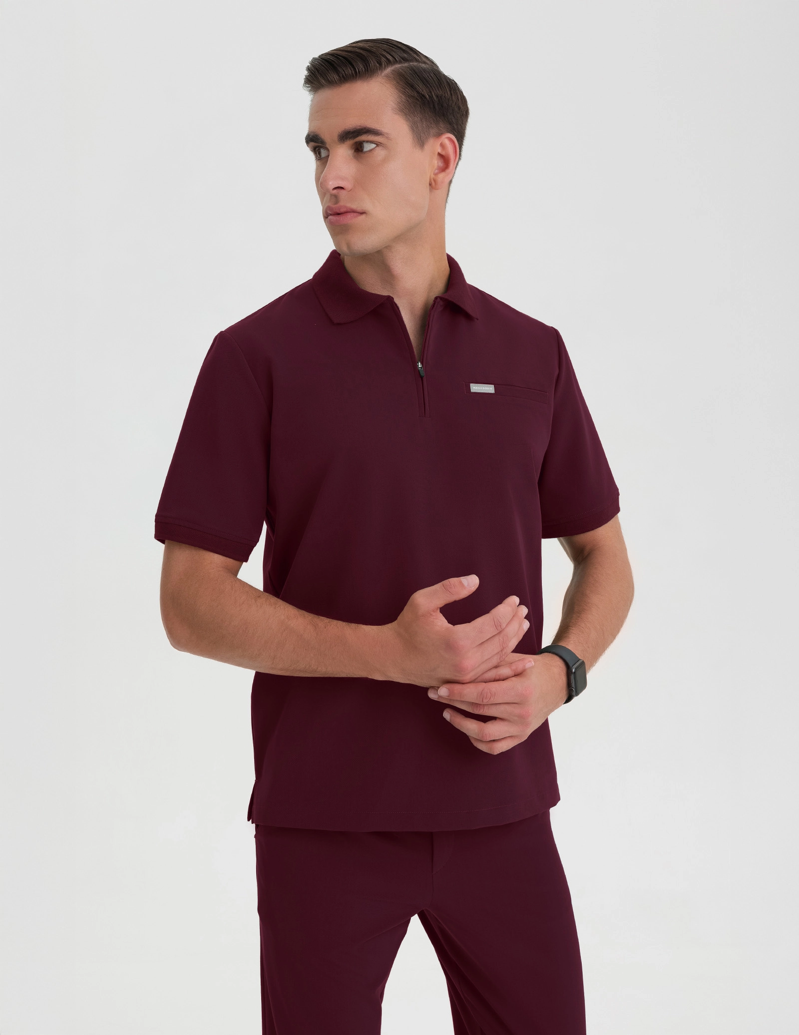 Férfi Orvosi Galléros Polo - BURGUNDY