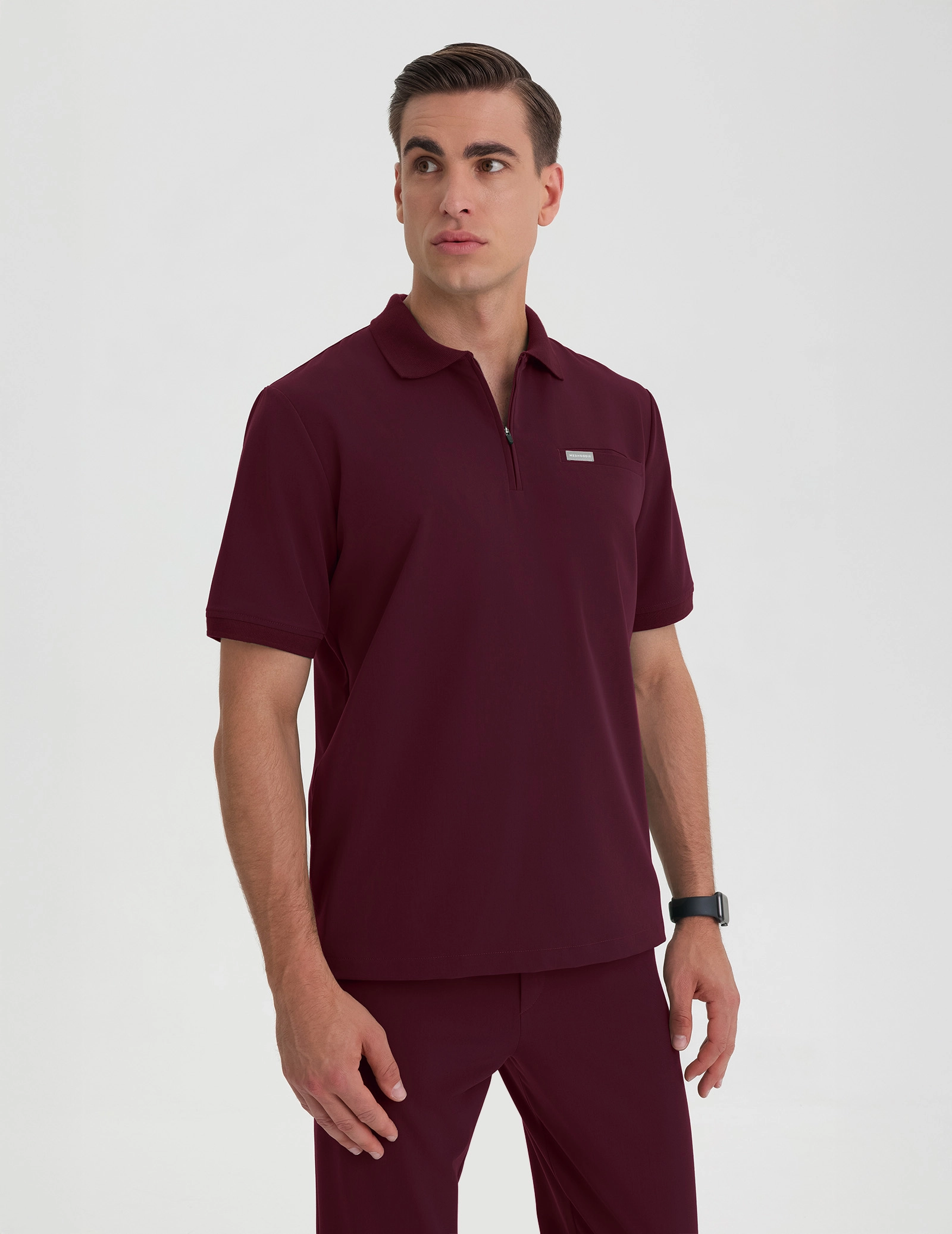 Férfi Orvosi Galléros Polo - BURGUNDY