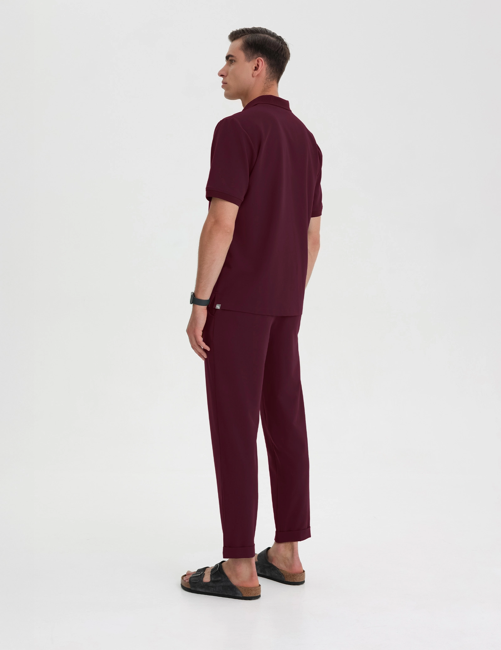 Férfi Orvosi Galléros Polo - BURGUNDY