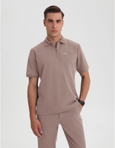 Férfi Orvosi Galléros Polo - BEIGE