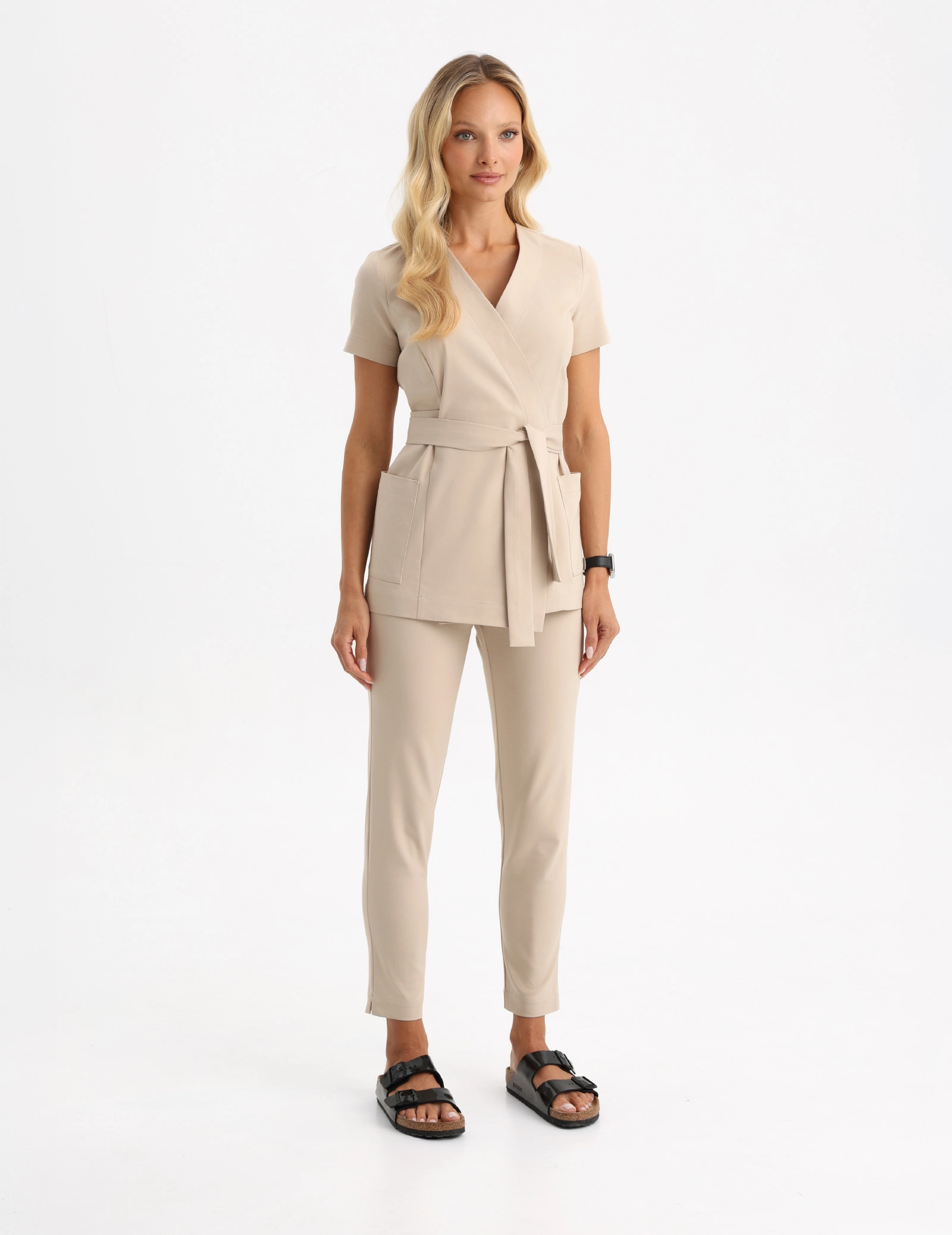 Női Orvosi Nadrág Slim Fit - NUDE