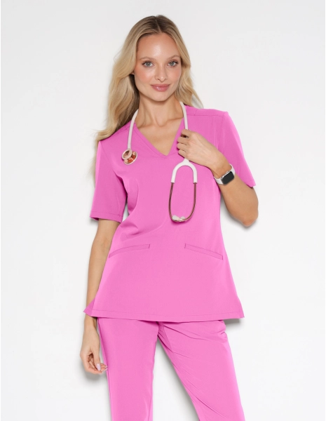 Női Orvosi Felső Casy - HOT PINK