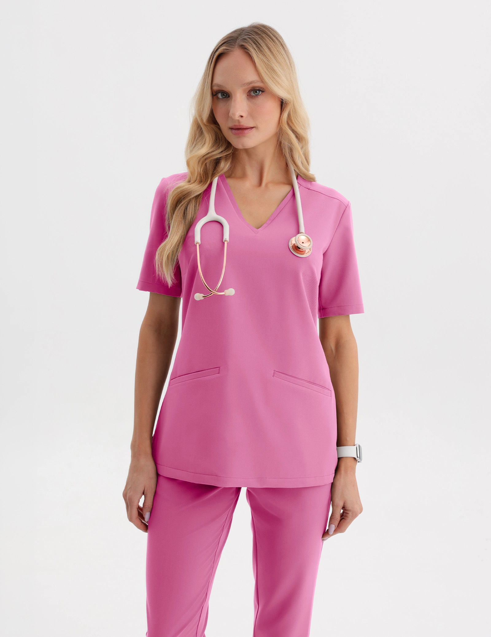 Női Orvosi Felső Casy - HOT PINK