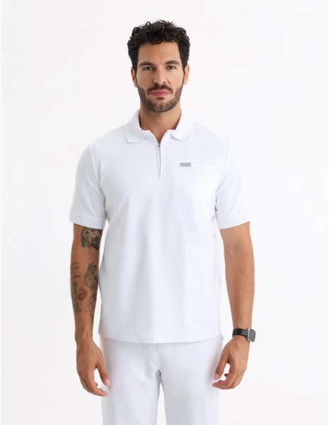 Férfi Orvosi Galléros Polo - WHITE