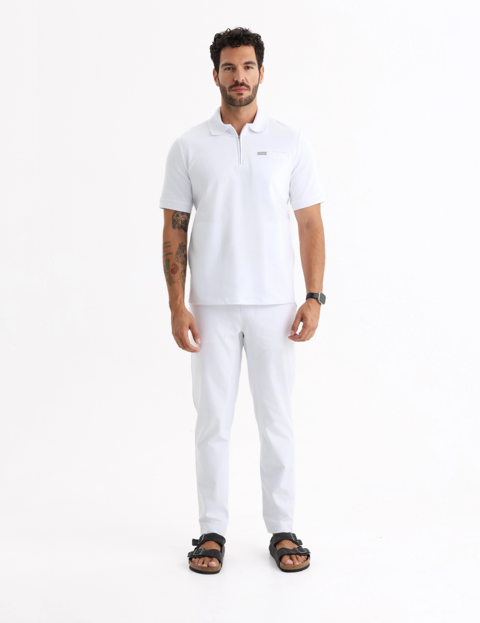Férfi Orvosi Galléros Polo - WHITE