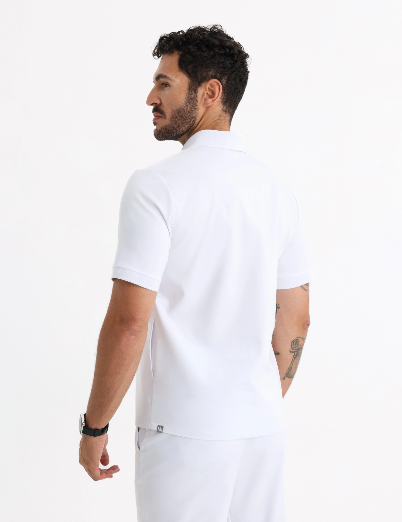 Férfi Orvosi Galléros Polo - WHITE