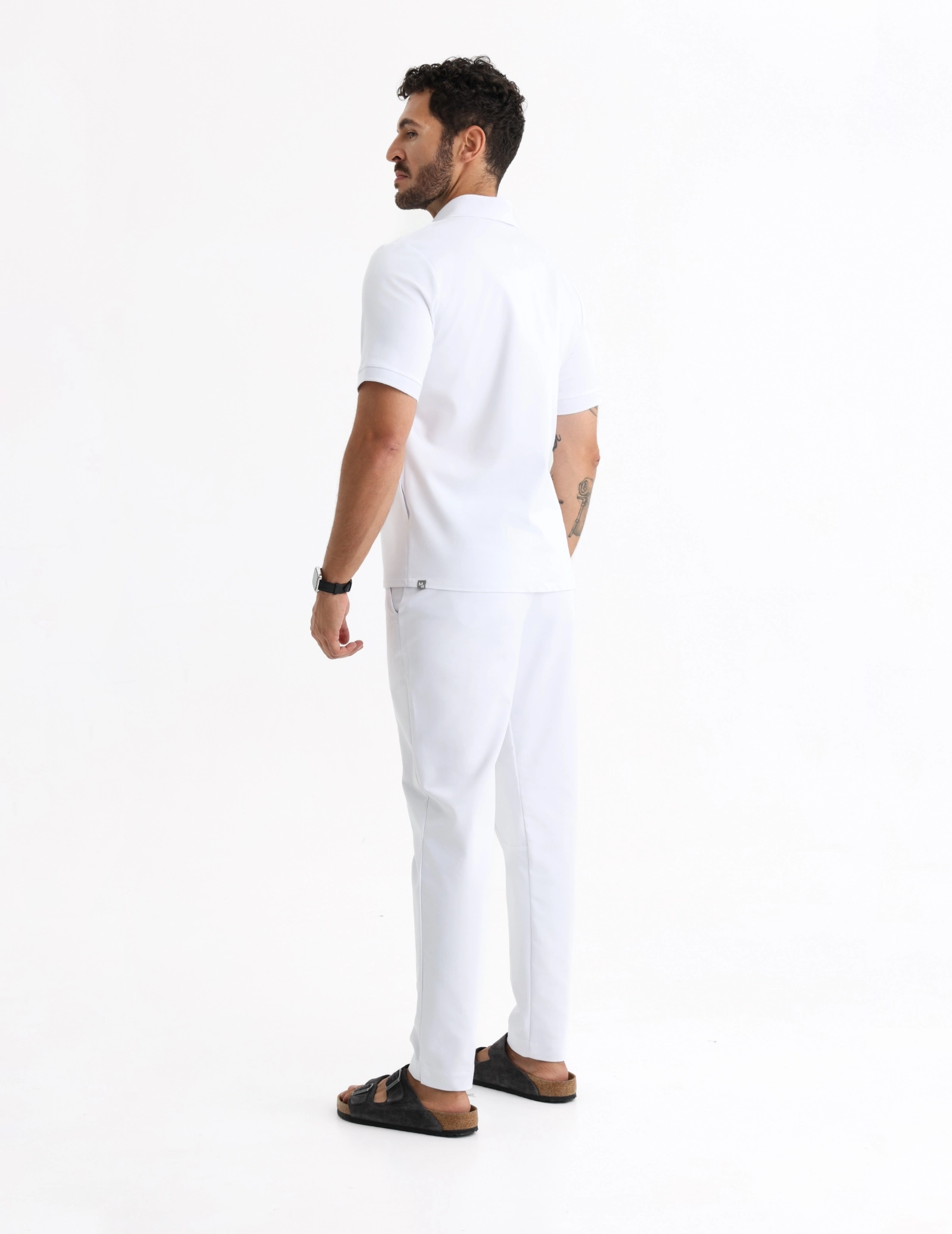 Férfi Orvosi Galléros Polo - WHITE